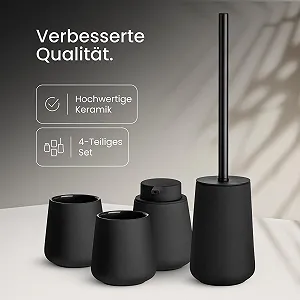 Набор для ванной комнаты Black Sweden Home Диспенсер для мыла, Стакан для зубных щеток, Туалетный ершик черный synthetic.ua - Фото 1