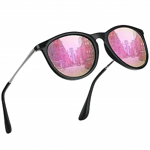 Солнцезащитные очки Perkanion Поляризованные Женские Круглые UV400 Защита Ретро Винтаж Розовый - Фото 1