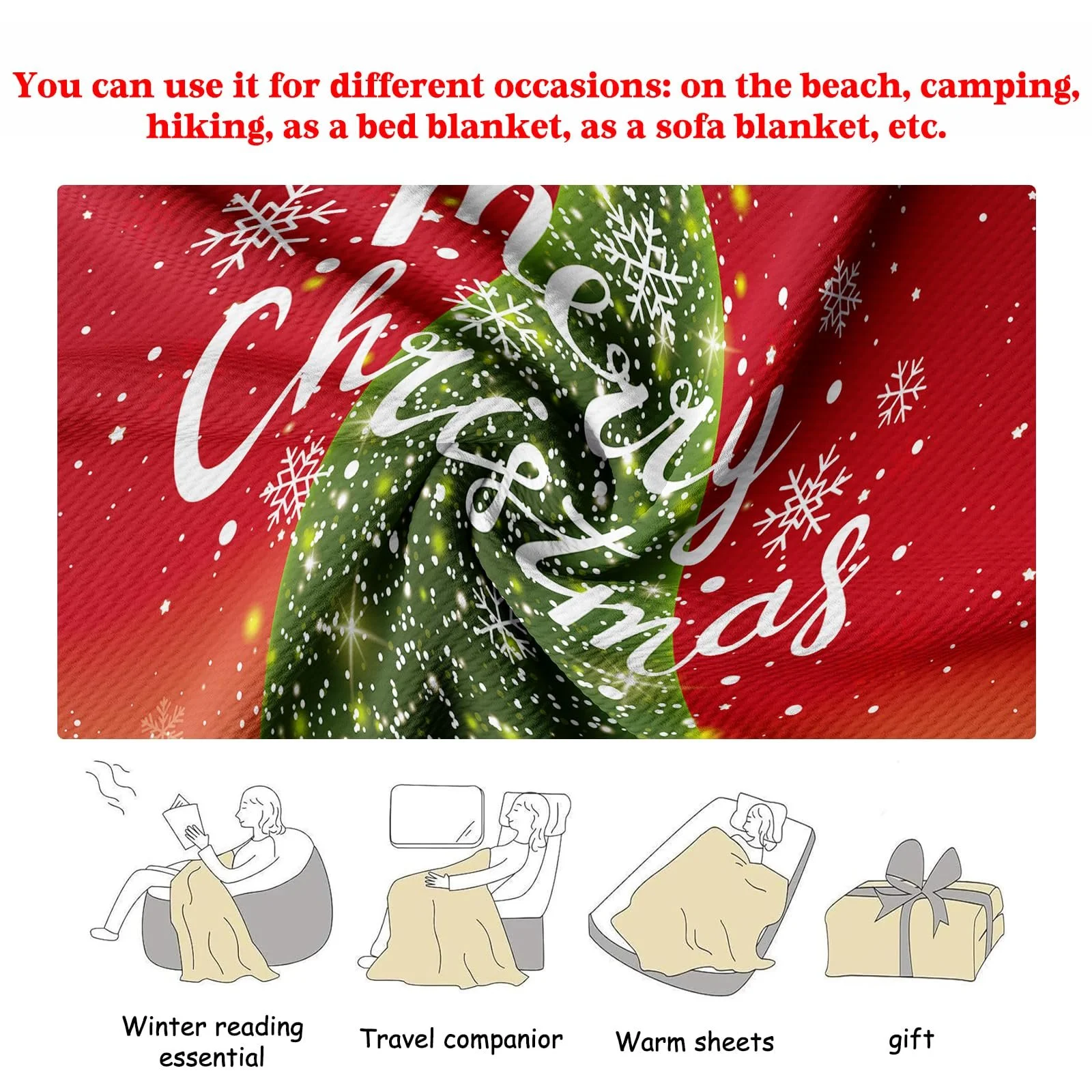 Покривало PORJDN Різдвяна М'яка Фланелева, фото №5