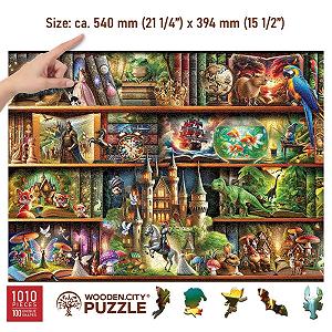 Дерев'яний пазл WOODEN.CITY Stories on Every Shelf - Bookshelves Scene 1000 деталей 54.0 x 39.4 см synthetic.ua - Фото 1