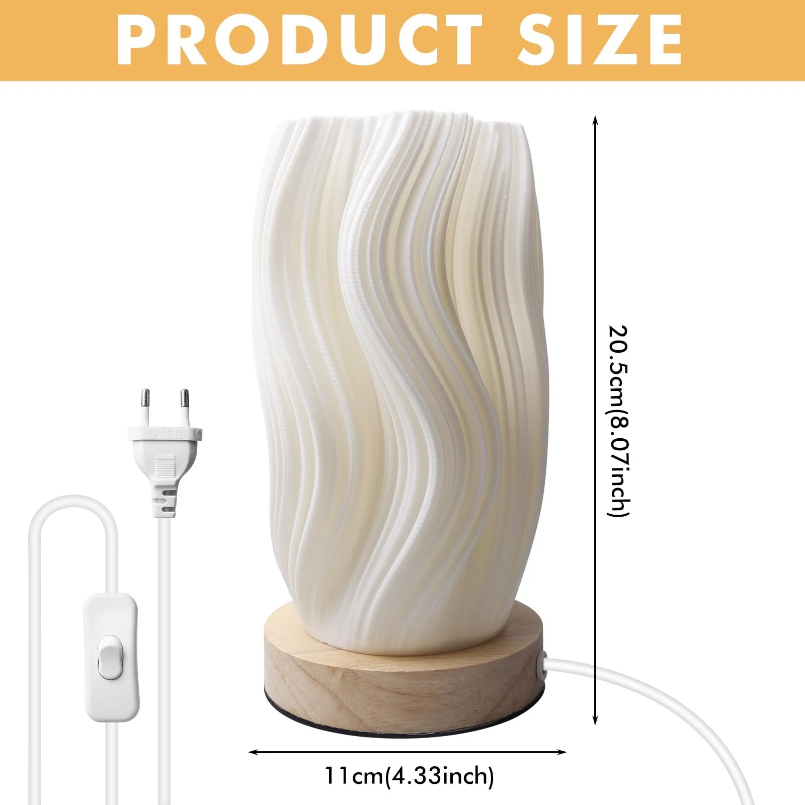 Настільна лампа 3D декор дерев'яна основа тримач для квітів 3000K Φ11x20,5 см, фото №2