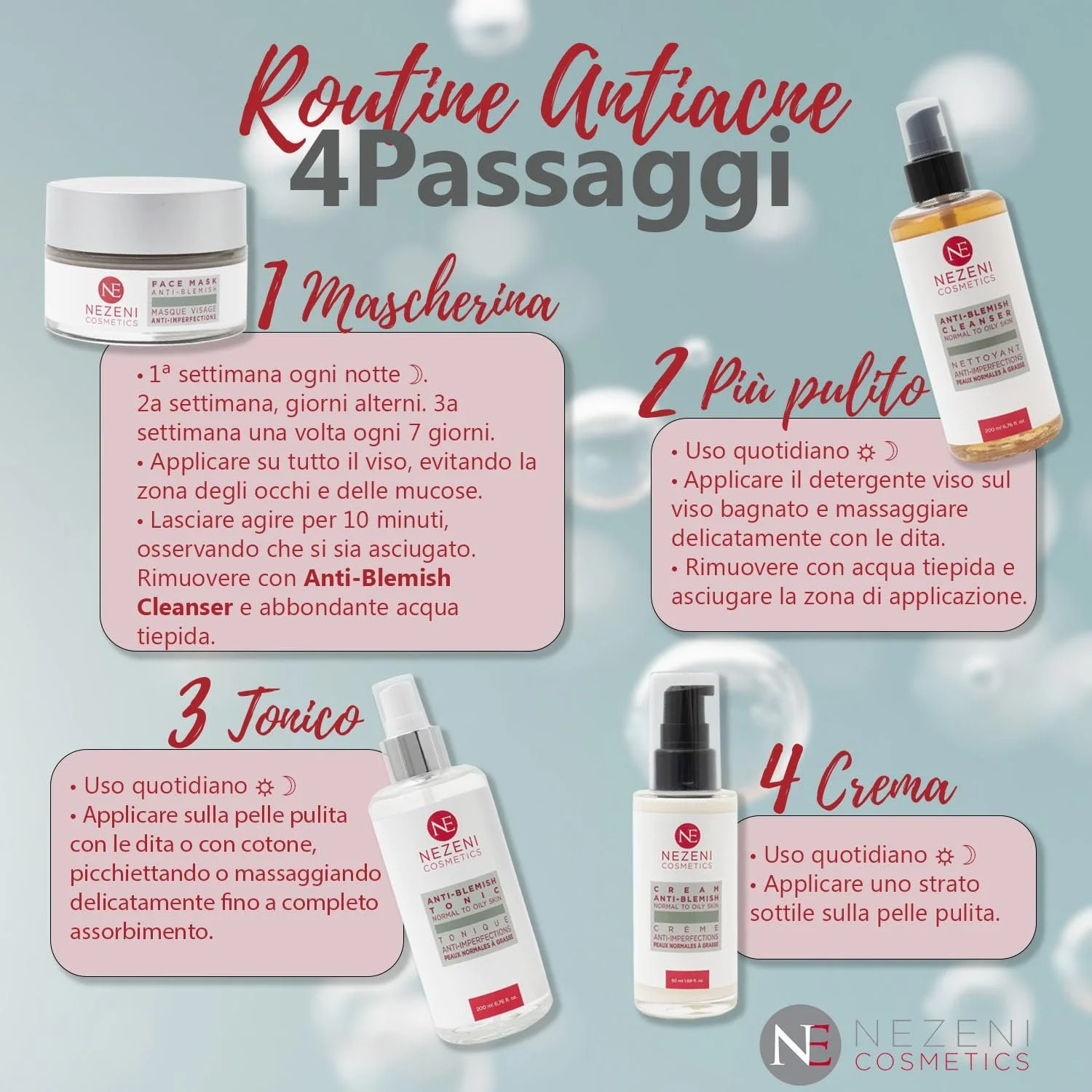 Маска для обличчя Nezeni від акне 60 мл, 14 активних інгредієнтів, саліцилова кислота, ніацинамід, фото №9