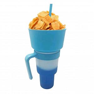 Кружка для напитков и снеков 2-в-1, непротекаемая, портативная, дорожная, меняющая цвет, для взрослых, девочек, детей, мальчиков - Фото 1