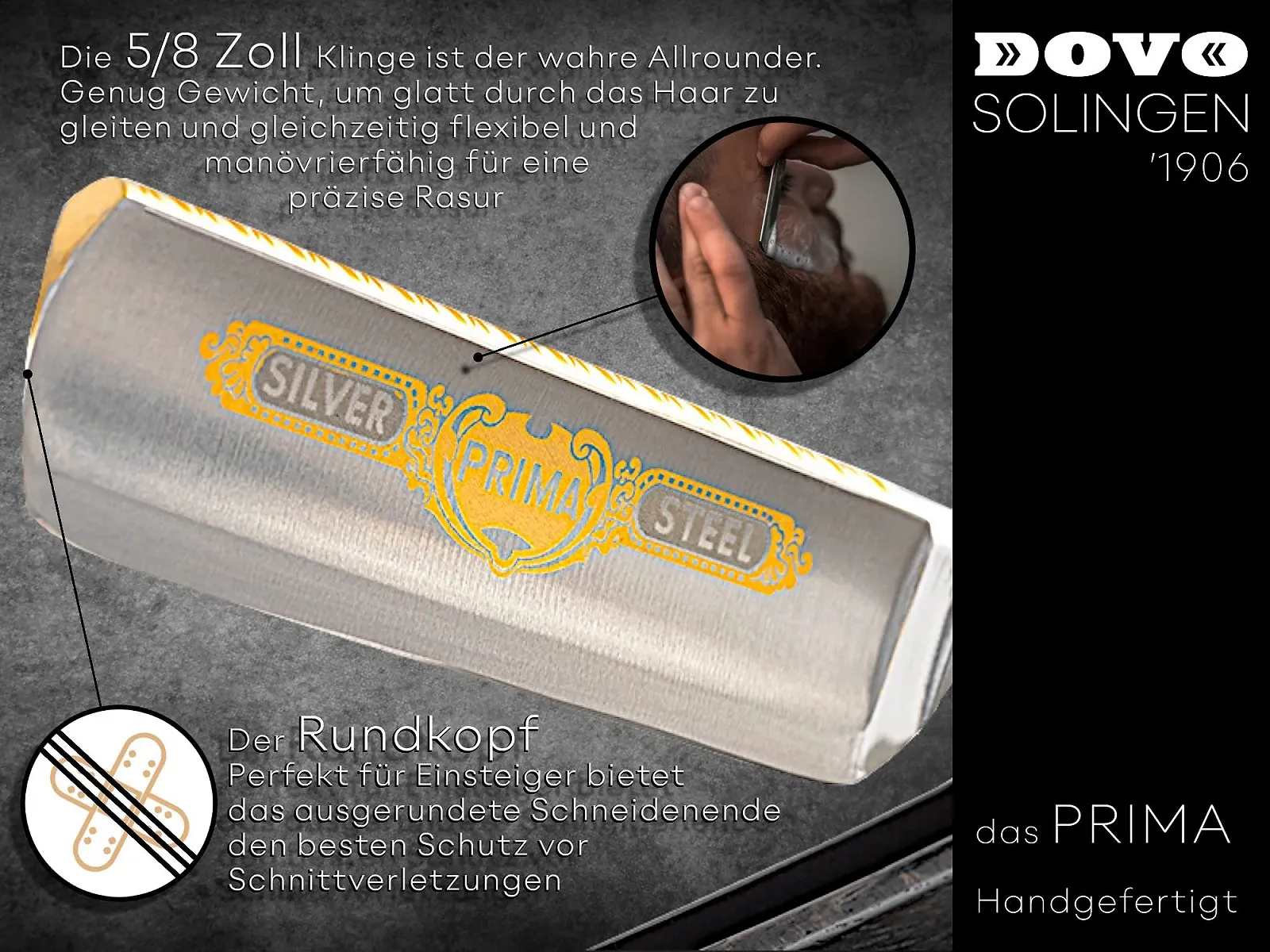 Опасная бритва Dovo Prima Ebony Черная 5/8 дюйма, фото №4