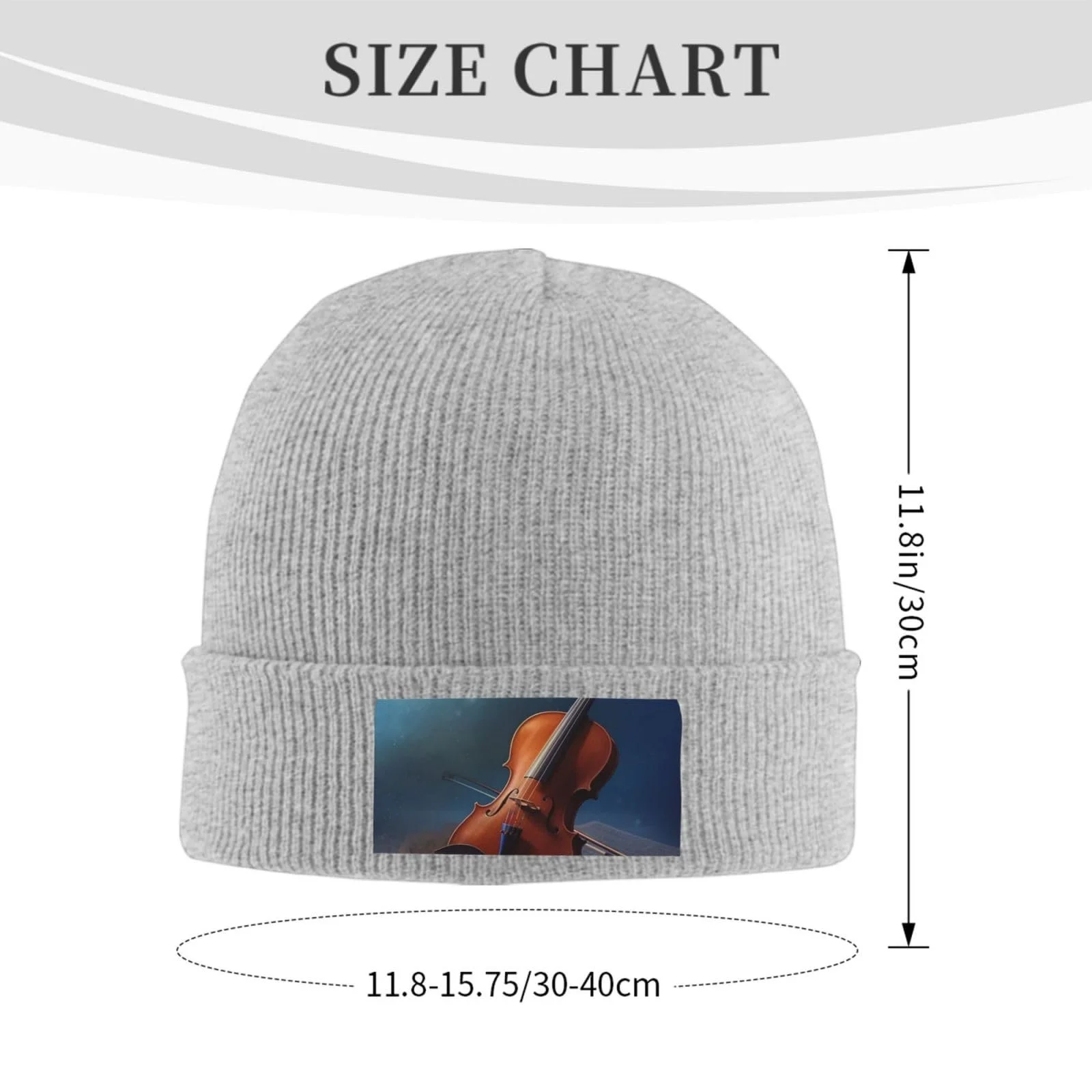 Шапка вязаная зимняя теплая Slouchy Totenkopf с принтом скрипки для женщин, фото №2 Шапка вязаная зимняя теплая Slouchy Totenkopf с принтом скрипки для женщин, фото №2