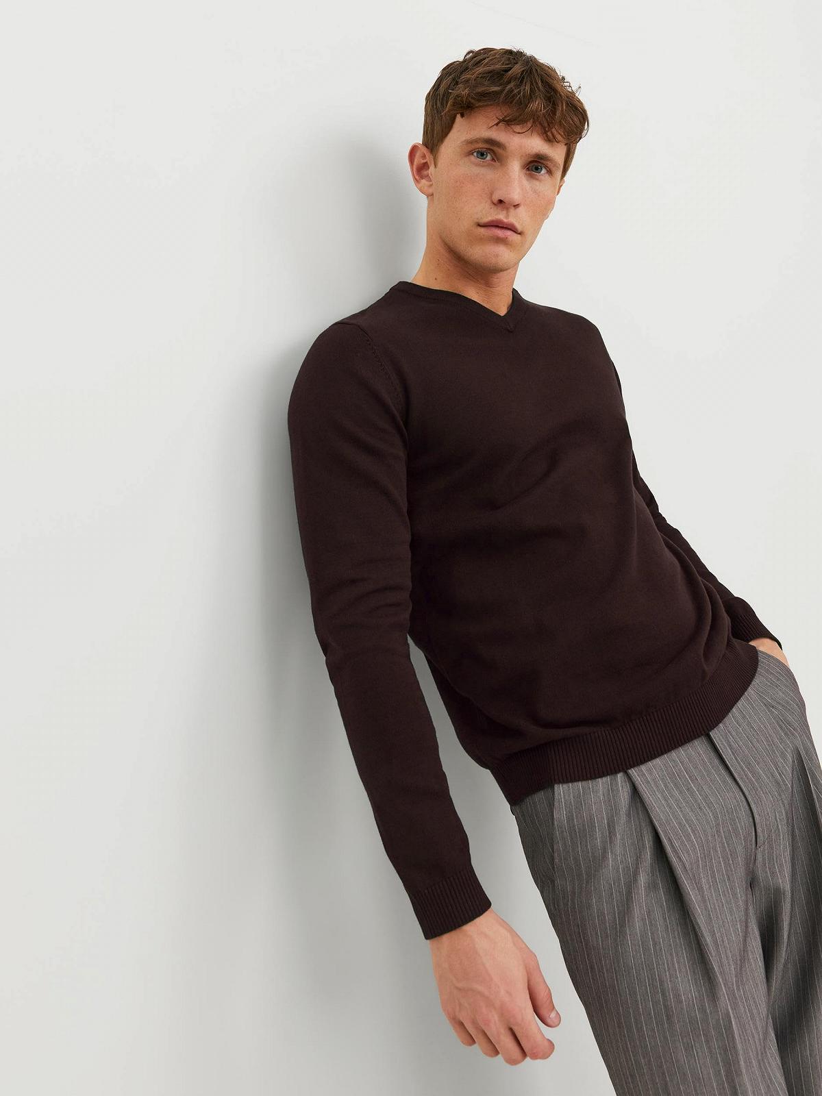 Джемпер з V-подібним вирізом JACK & JONES Чоловічий в'язаний, фото №4