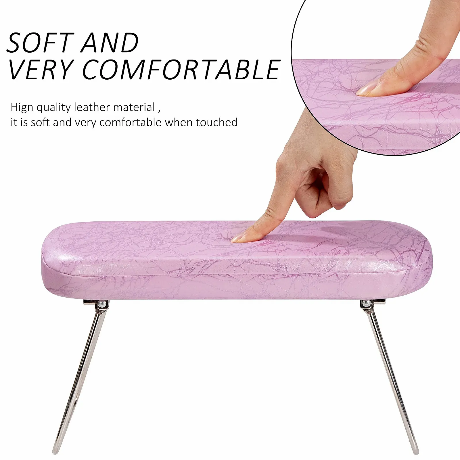 Подушка-підставка для рук М'яка Шкіряна Знімна Водонепроникна Рожева, фото №7