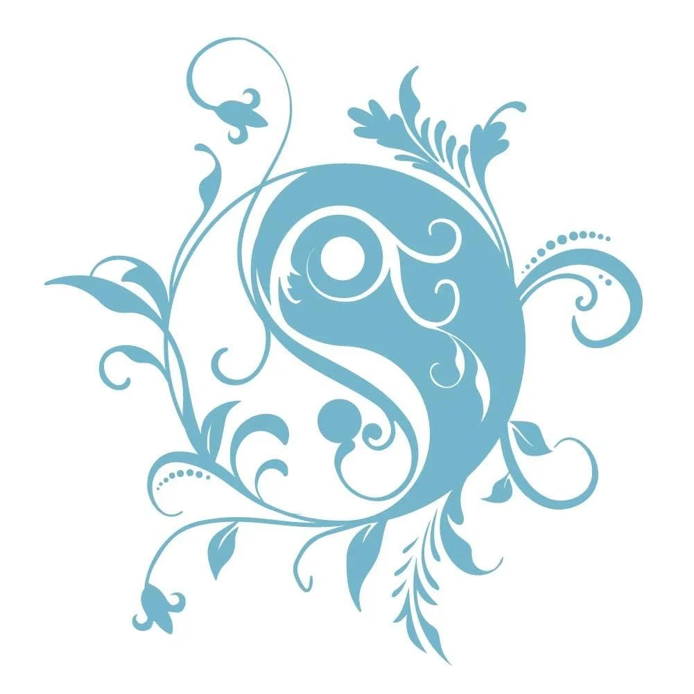 Наклейка на стіну SUPERDANT Yin Yang Flowers 57 x 35 см Синя вінілова 2 шт., фото №3