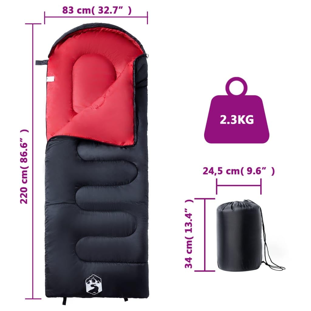 Спальный мешок Outdoor-Freizeitschlafsack для взрослых кемпинговый 3-4 сезона чёрный и красный, фото №5