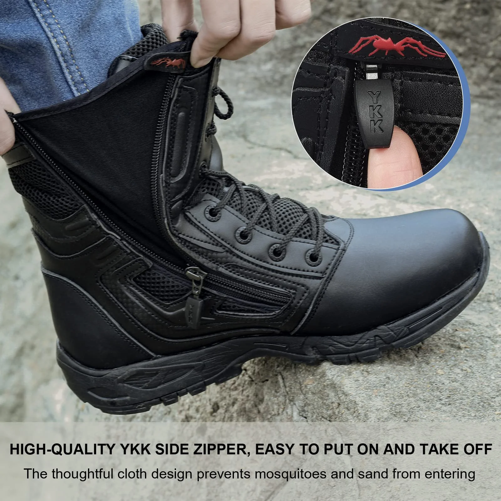 Чоботи IODSON легкі, чорні, з бічними блискавками, фото №2