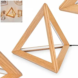 Настільна лампа Huanchillas LED сучасна дерево/пластик скандинавський дизайн вимикач на кабелі 27 Вт 35 см натуральна/біла - Фото 1