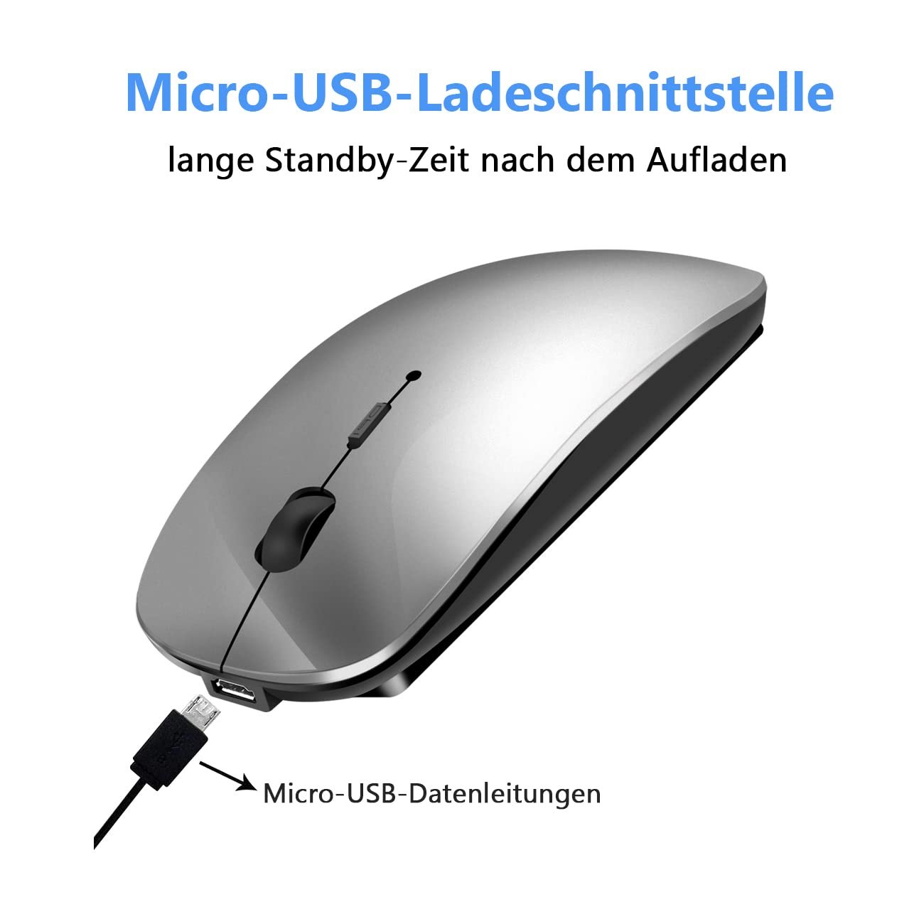 Мышь LEAPEST Беспроводная Bluetooth Серая с черным, фото №3