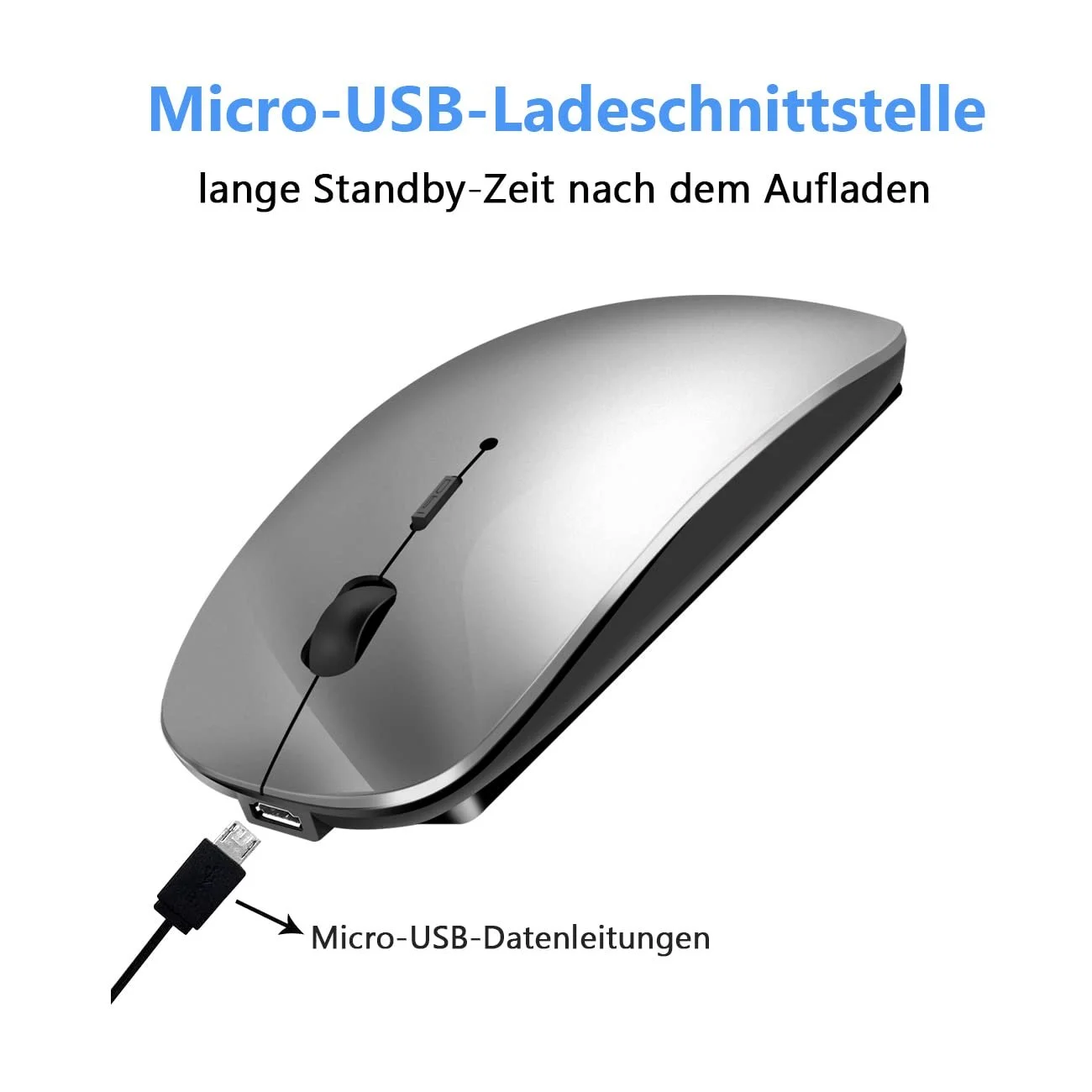 Мышь LEAPEST Беспроводная Bluetooth Серая с черным, фото №3