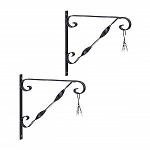 Кронштейни для підвісних кошиків Relaxdays Набір 2 шт. 28 x 30 x 2 см Залізо Чорний - Фото 1