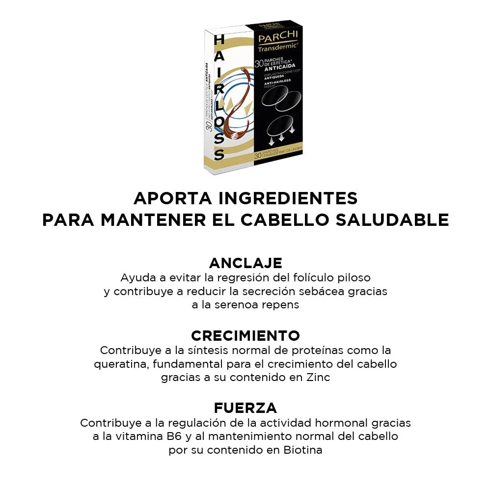 Пластирі Parchi Трансдермальні від випадіння волосся 30 шт. Дерматологічно протестовано, фото №2