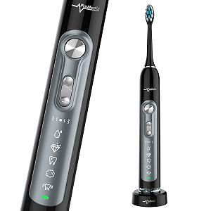 Зубная щетка звуковая Promedix PR-750 Professional Diamond Smile, IPX7, беспроводная, 5 режимов, таймер, 3 уровня мощности, 3 насадки, черная или белая, чехол, USB synthetic.ua - Фото 1