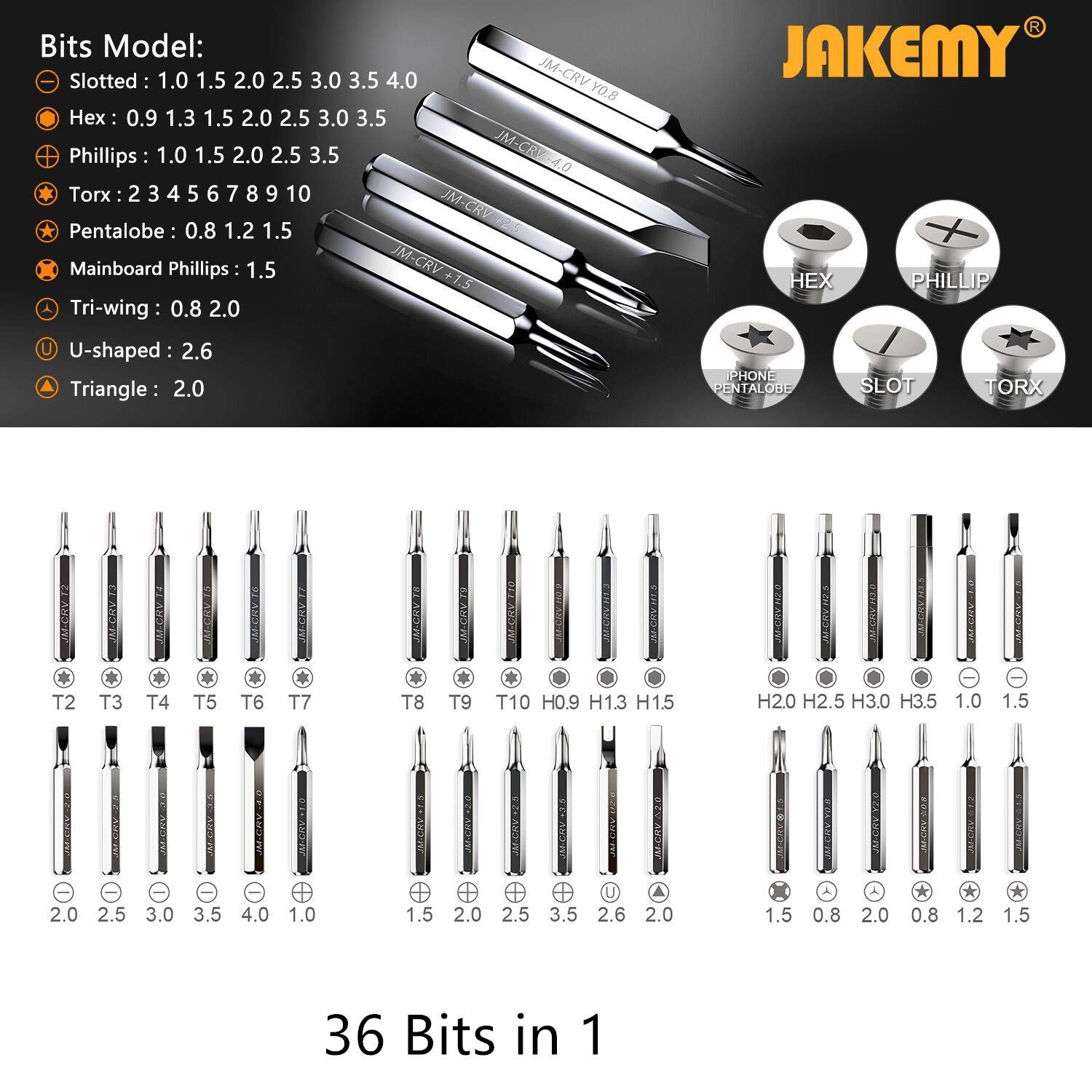 Набір викруток JAKEMY Precision 43 в 1 чорний, фото №4 Набір викруток JAKEMY Precision 43 в 1 чорний, фото №4