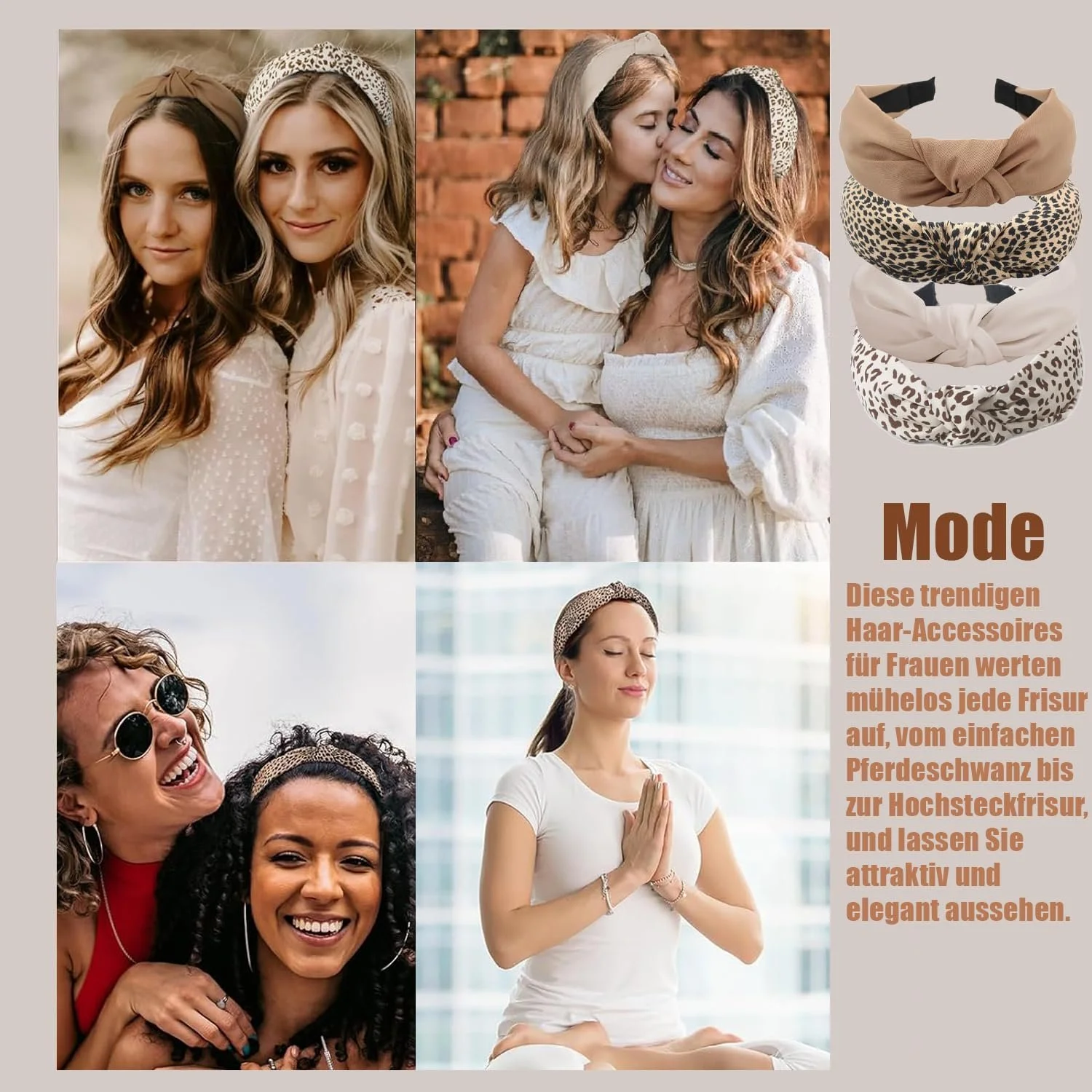 Набір обручів на голову 4 шт, Леопардовий принт, фото №8