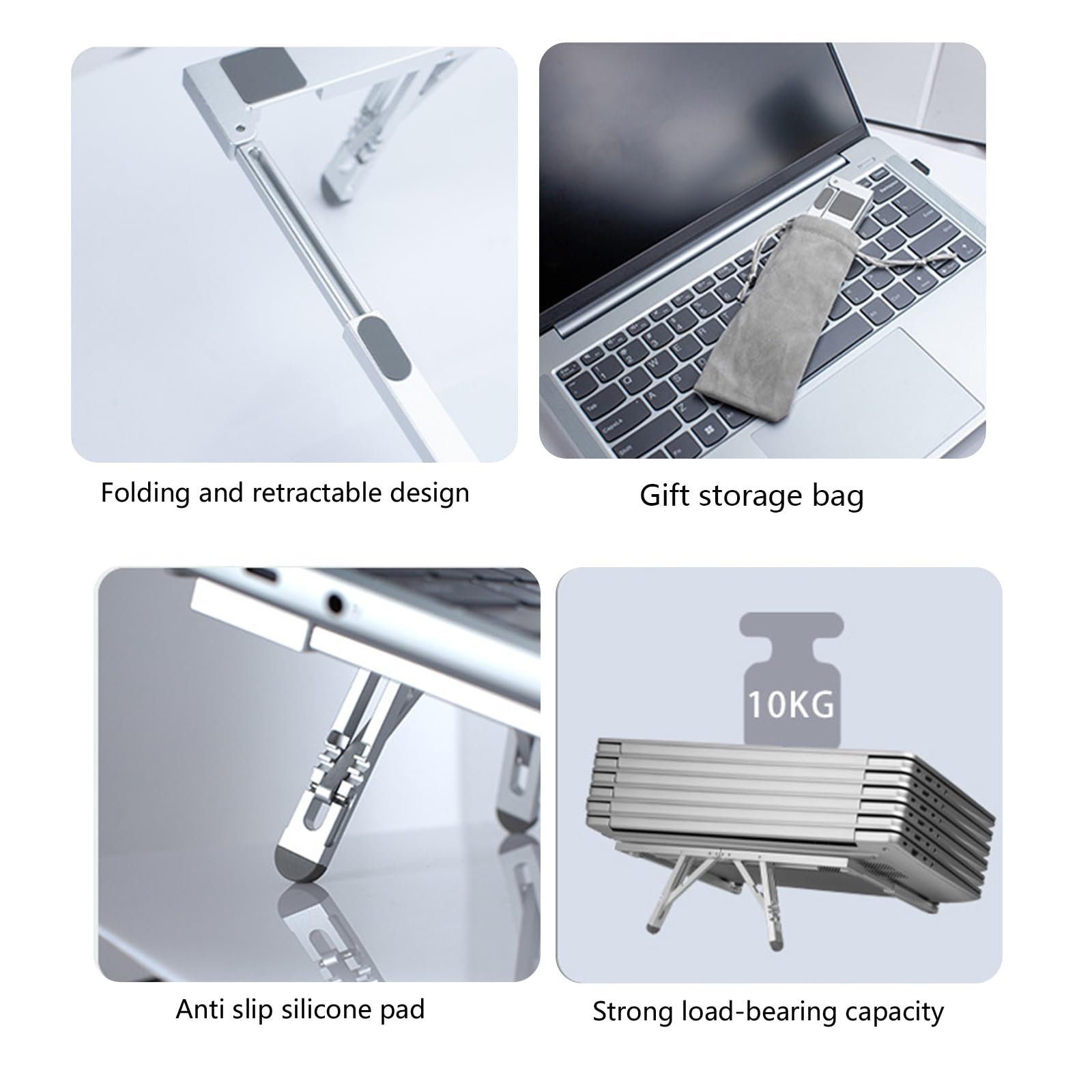 Підставка для ноутбука складана ергономічна з нековзним силіконом, трикутна, проста в доступі для зарядки, регульована, фото №6