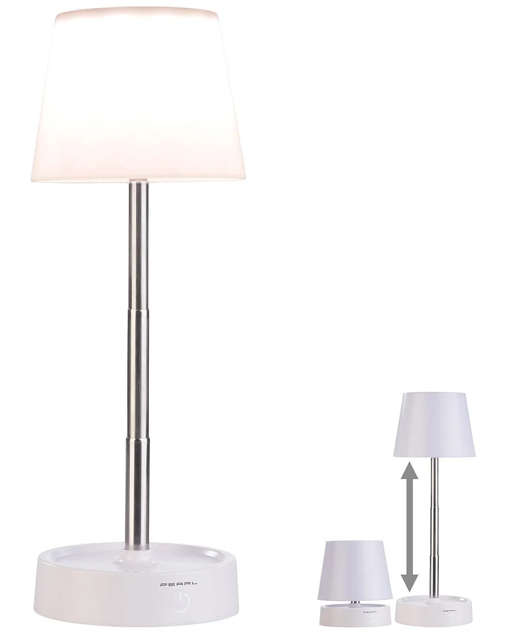 Настільна лампа PEARL Телескопічна Акумуляторна Диммована 80 лм 1200 мАг USB-C Біла, фото №1
