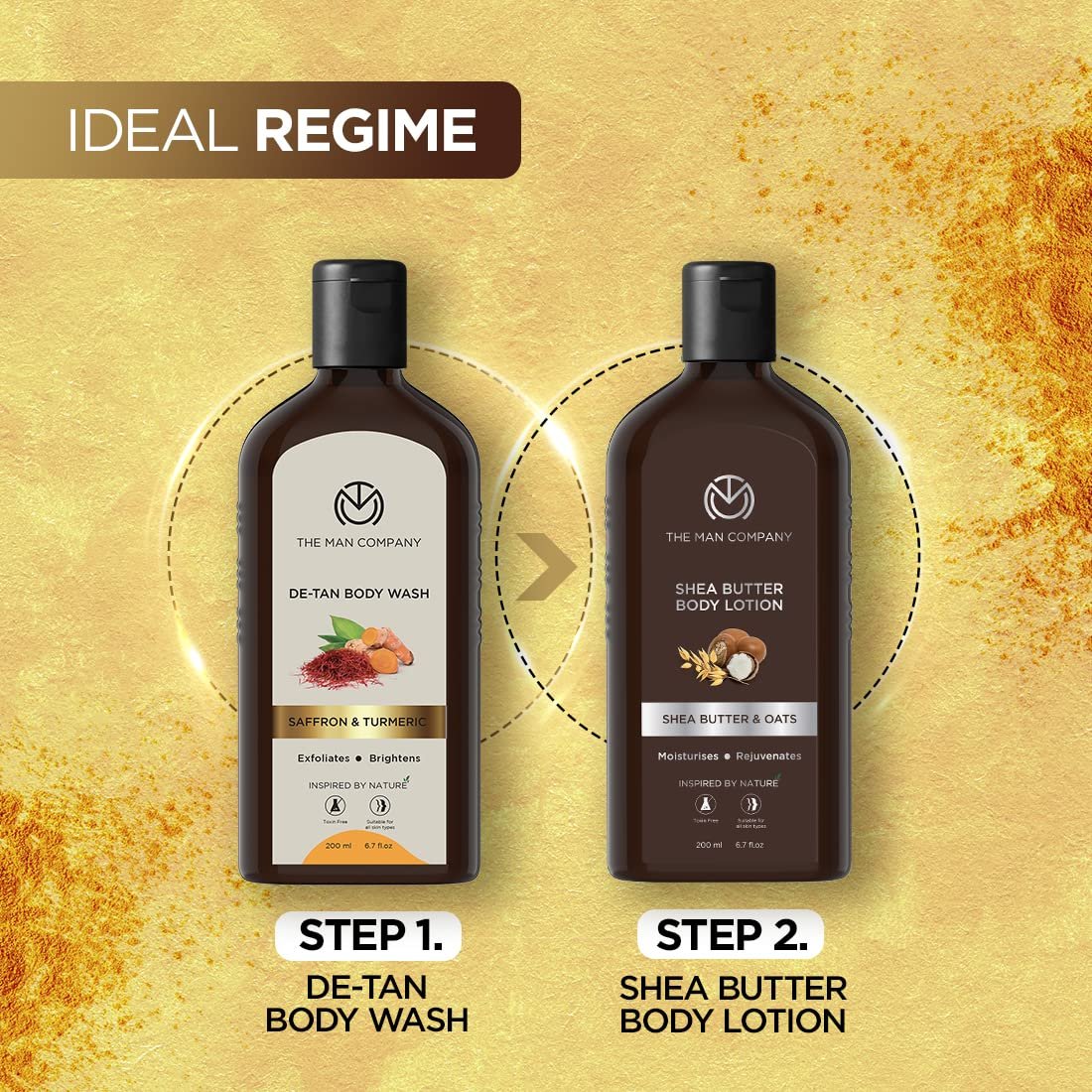 Гель для душу The Man Company De Tan чоловічий з шафраном, куркумою та волоським горіхом 200 мл, фото №7 Гель для душу The Man Company De Tan чоловічий з шафраном, куркумою та волоським горіхом 200 мл, фото №7