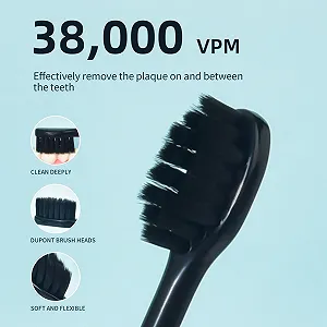 Електрична звукова зубна щітка Y-Kelin Dupont, таймер на 2 хвилини, 5 режимів чищення з функцією відбілювання Чорна synthetic.ua - Фото 1