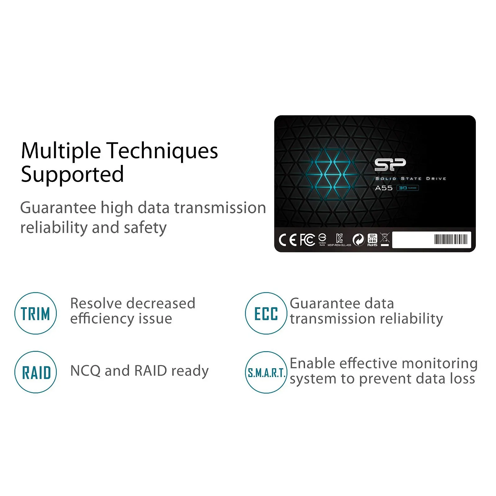 SSD Silicon Power A55 SP004TBSS3A55S25 4ТБ 3D NAND SLC Cache SATA III 2.5 дюйма 7 мм, фото №7 SSD Silicon Power A55 SP004TBSS3A55S25 4ТБ 3D NAND SLC Cache SATA III 2.5 дюйма 7 мм, фото №7