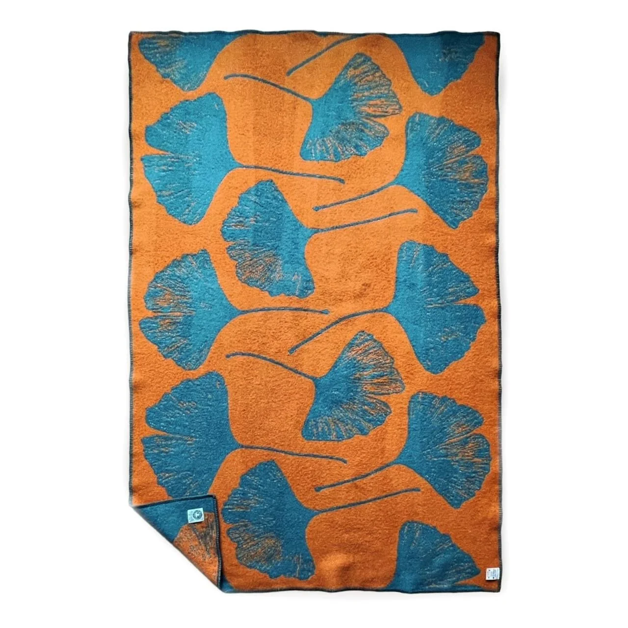 Плед JOWOLLINA Норвежская шерсть 130 x 200 см Гинкго Имбирный Бензин, фото №1