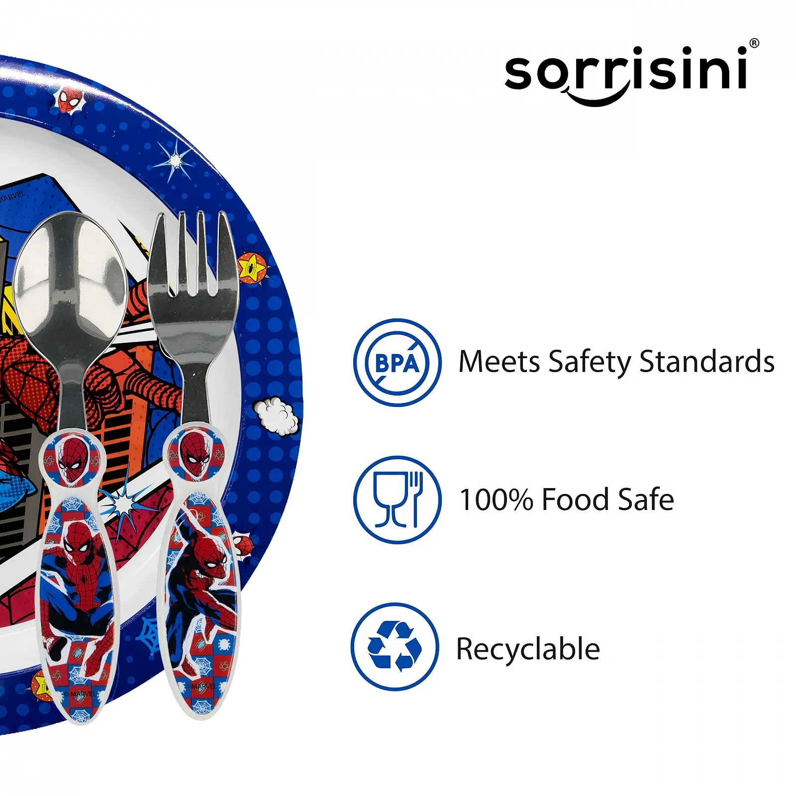 Набор детской посуды Sorrisini Spiderman, фото №6 Набор детской посуды Sorrisini Spiderman, фото №6