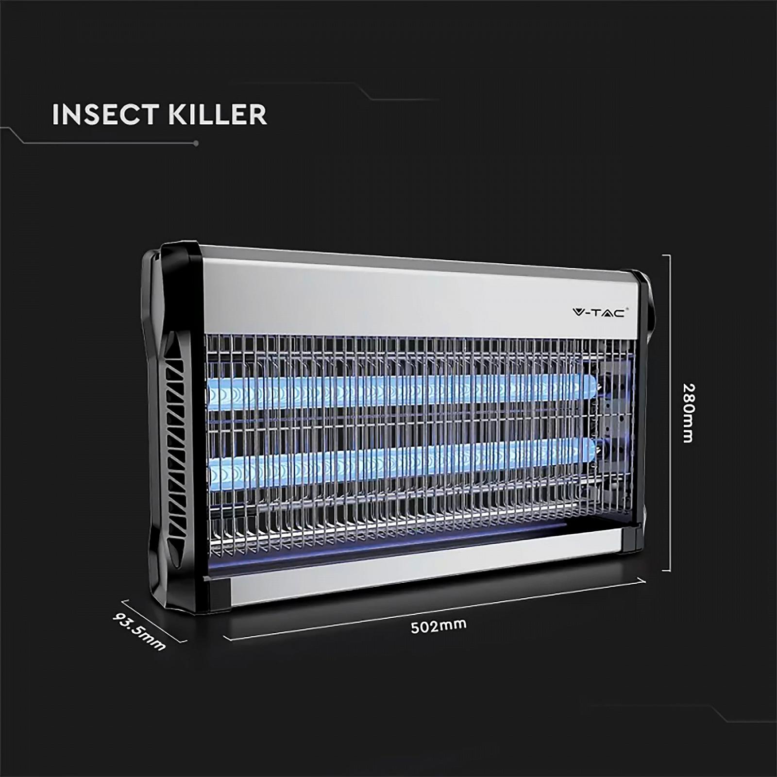 Електричний знищувач комах V-TAC 30 Вт 50 м² Slim UV LED Blue, фото №6 Електричний знищувач комах V-TAC 30 Вт 50 м² Slim UV LED Blue, фото №6