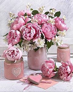 AR-3189 Набір алмазної мозаїки на підрамнику 40*50 см Рожеві півонії - Фото 1