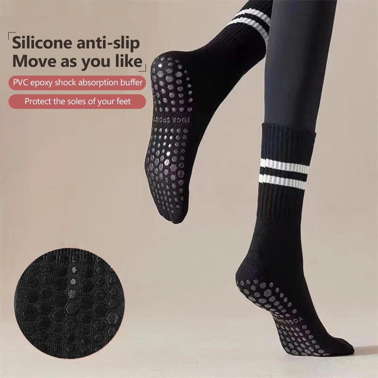 Носки для пилатеса и фитнеса NoBrand, 3 пары, фото №3 Носки для пилатеса и фитнеса NoBrand, 3 пары, фото №3