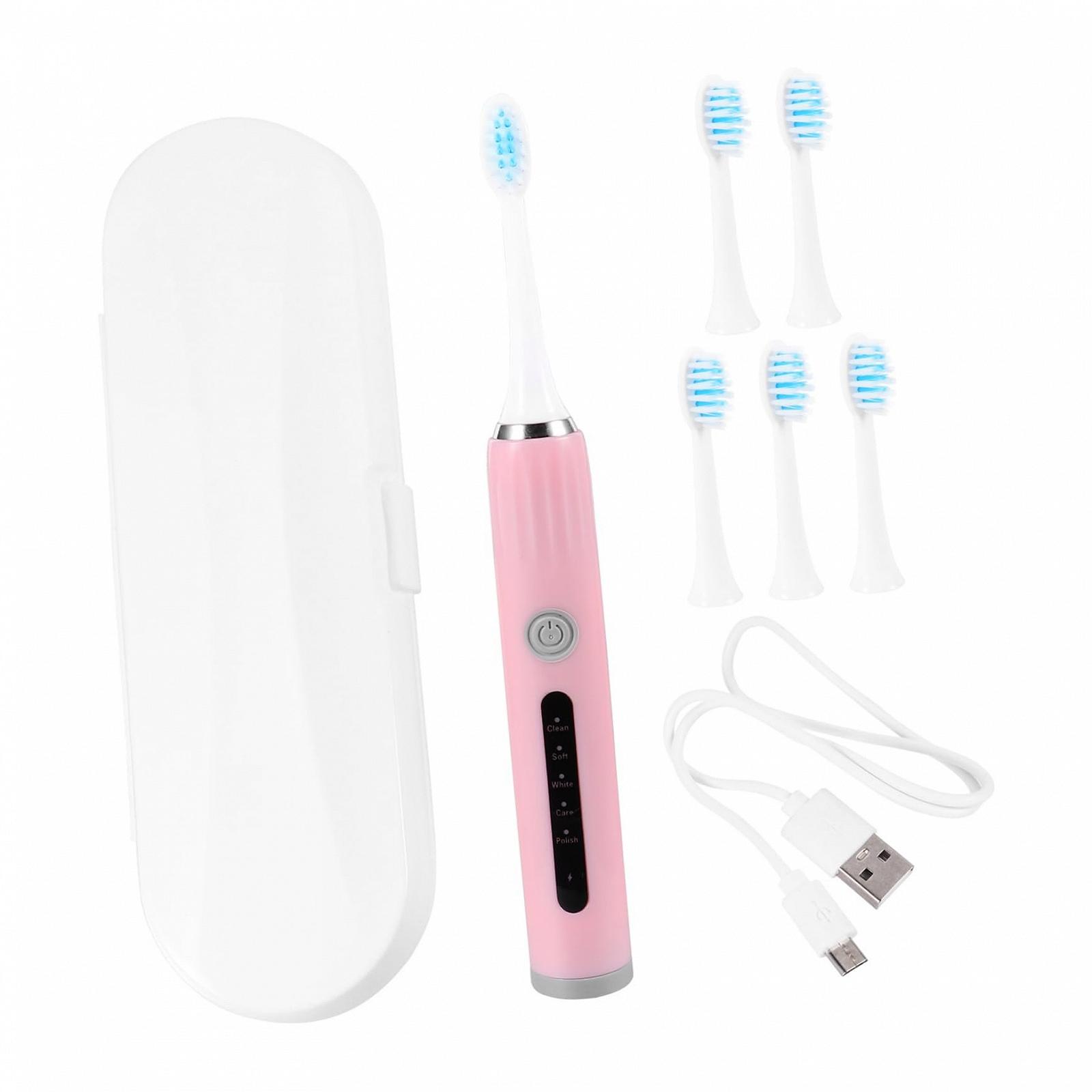 Електрична зубна щітка VALICLUD 1 Satz з USB, режимами чищення та насадками звукова ергономічна, фото №1