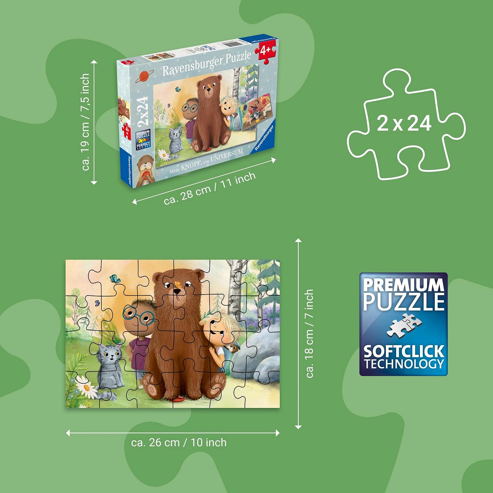 Дитячий пазл Ravensburger My Button, A Universe 12004324 2 x 24 деталі 26 x 18 см, фото №4