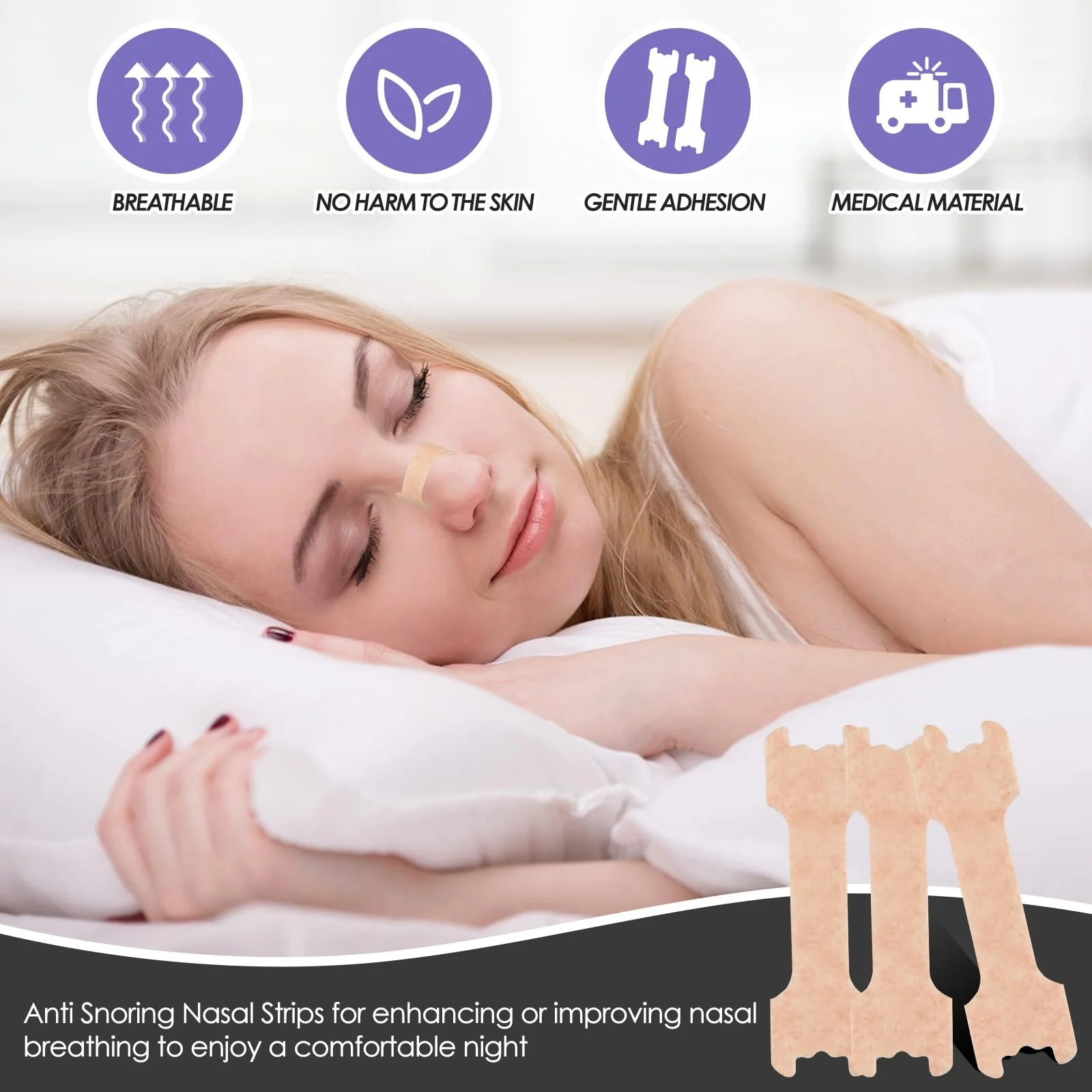 Пластирі від хропіння (100 шт.) Extra Strong, фото №2 Пластирі від хропіння (100 шт.) Extra Strong, фото №2