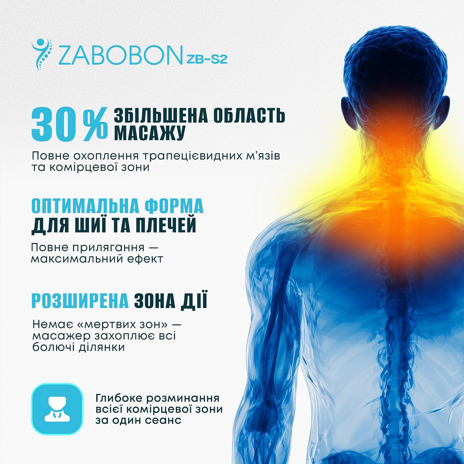 Бездротовий масажер для шиї та плечей з нагрівом (акумулятор) Zabobon ZB-S2, фото №7