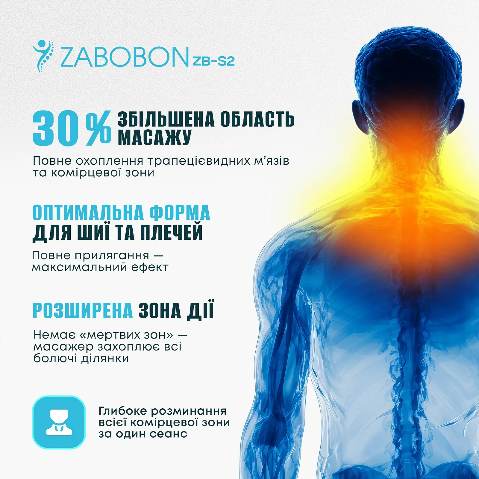 Беспроводной массажер для шеи и плеч с подогревом (аккумуляторный) Zabobon ZB-S2, фото №7