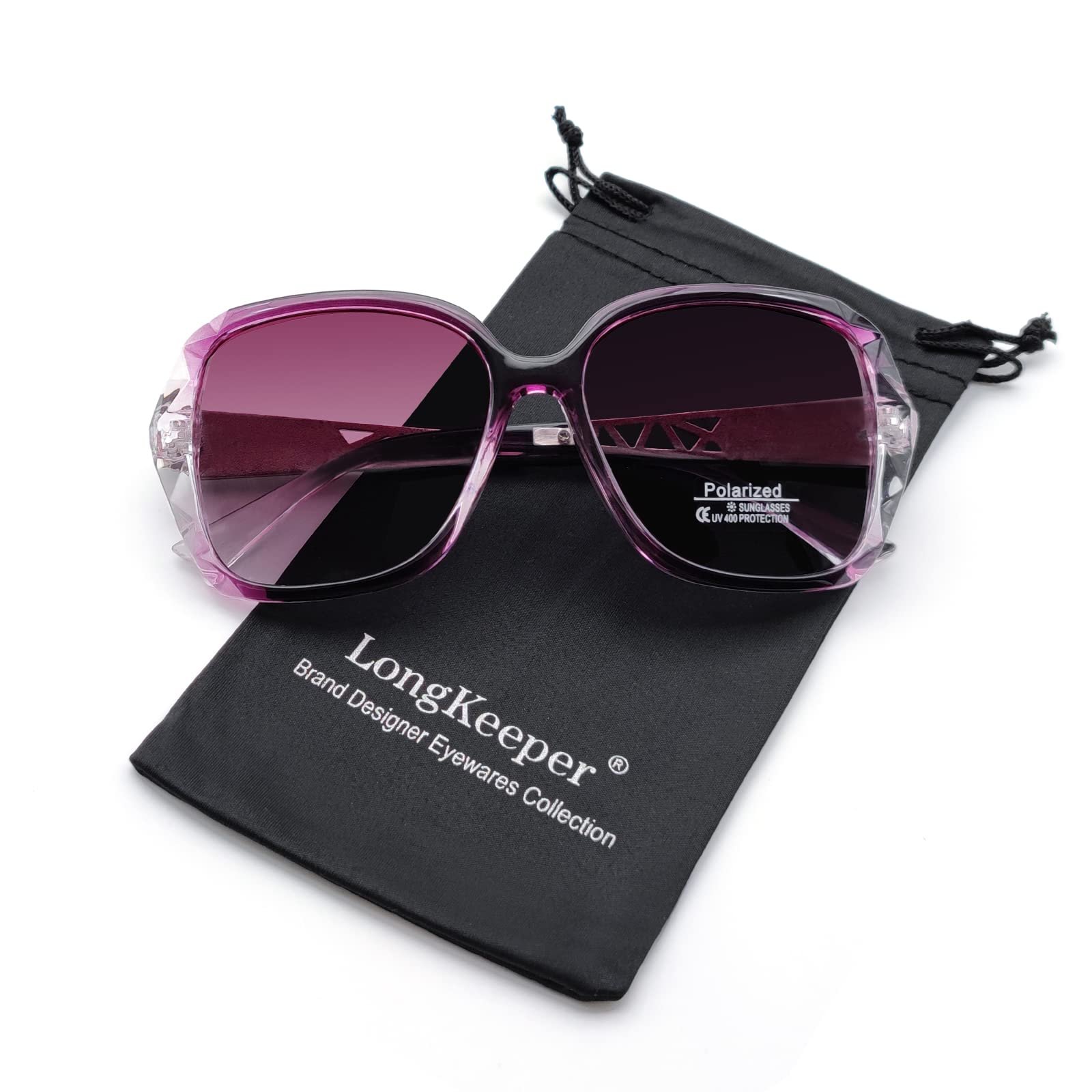 Поляризованные солнцезащитные очки Женские Классические Винтажные Большие Long Keeper с оправой со стразами UV400, фото №5