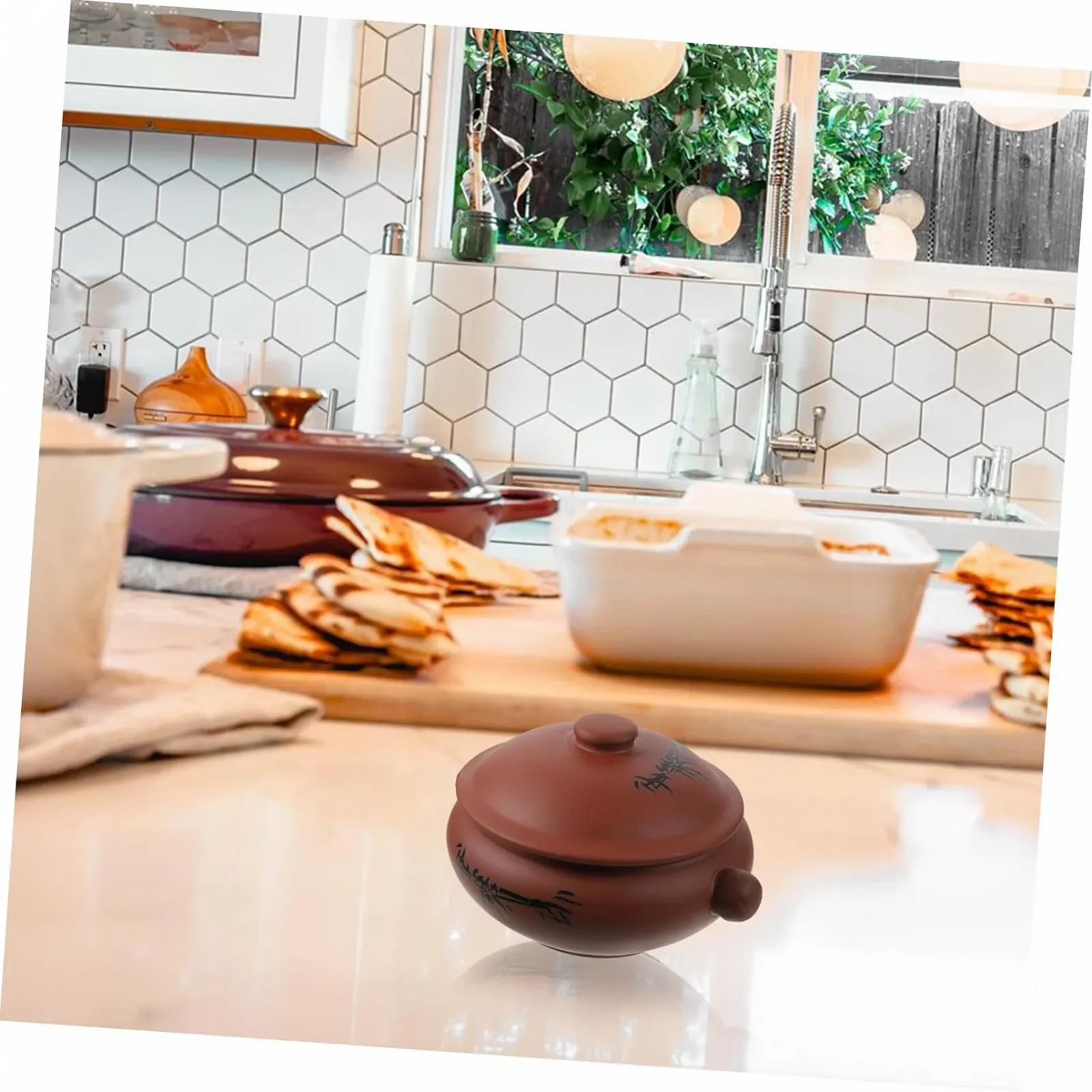 Керамическая кастрюля для медленного тушения и приготовления на пару термостойкая прочная универсальная суповая, фото №6