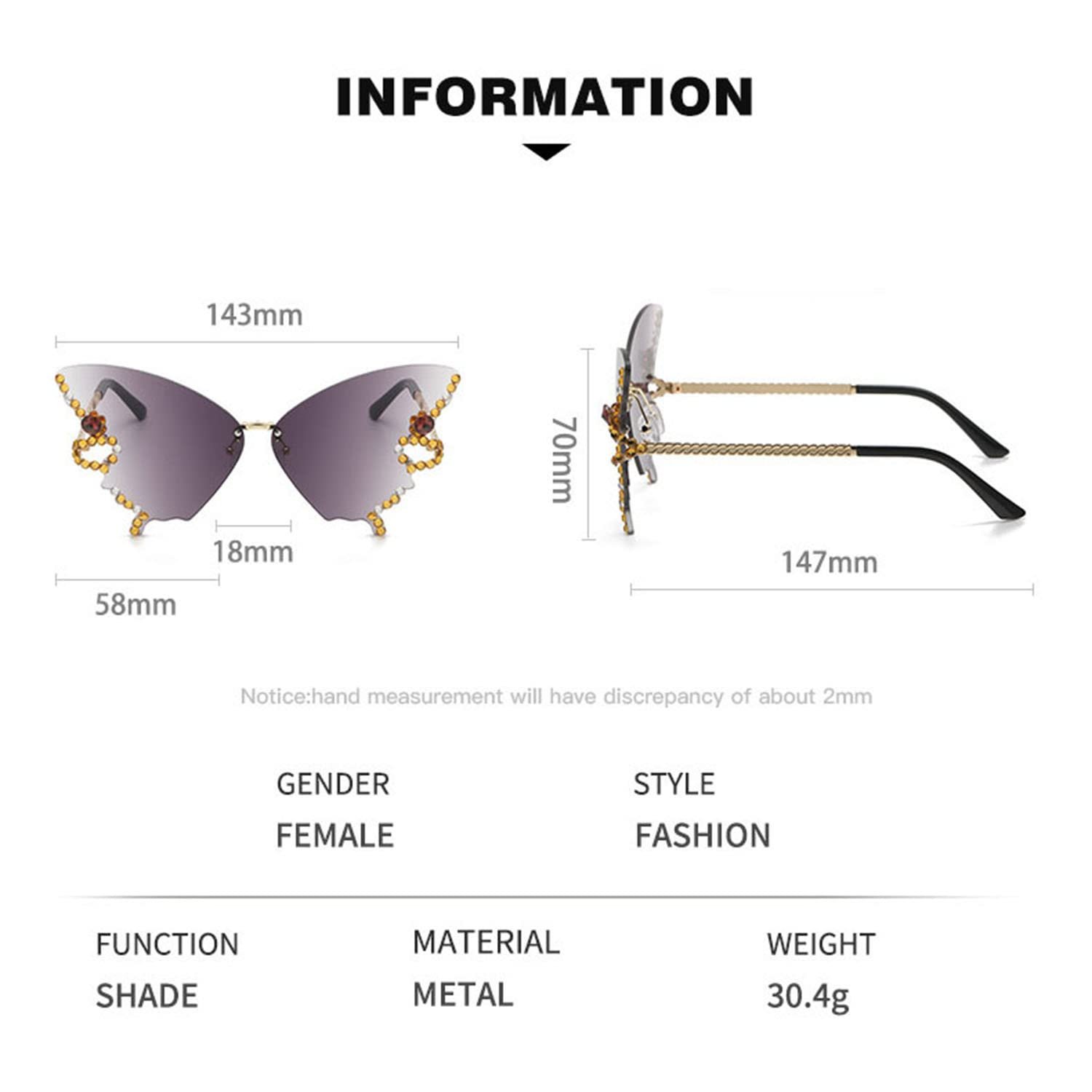 Сонцезахисні окуляри LAKEMON Метелик, без оправи, градієнтні, з діамантами, для пляжу, літні, фото №7