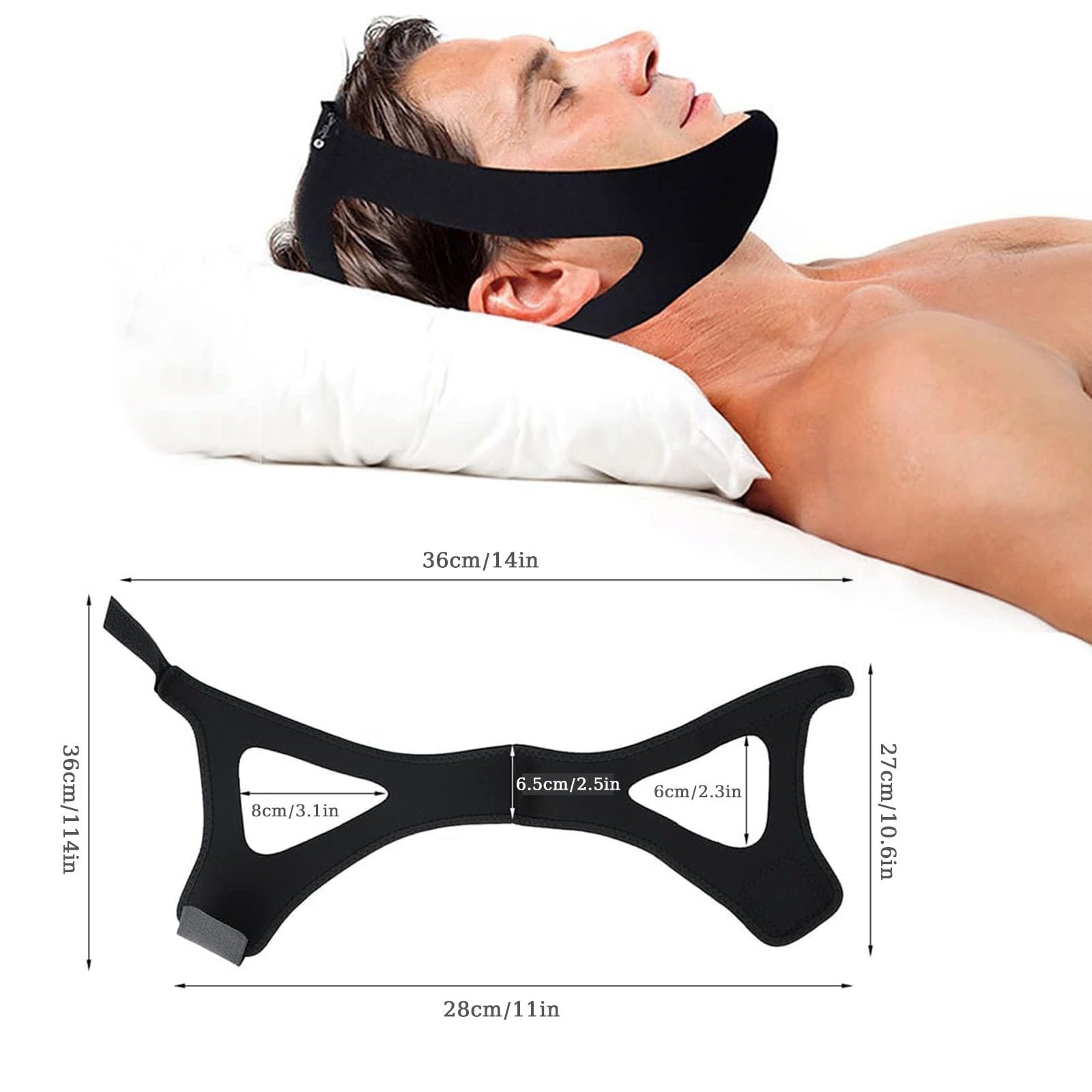 Ремінець на підборіддя проти хропіння Регульований дихаючий нековзкий, фото №7
