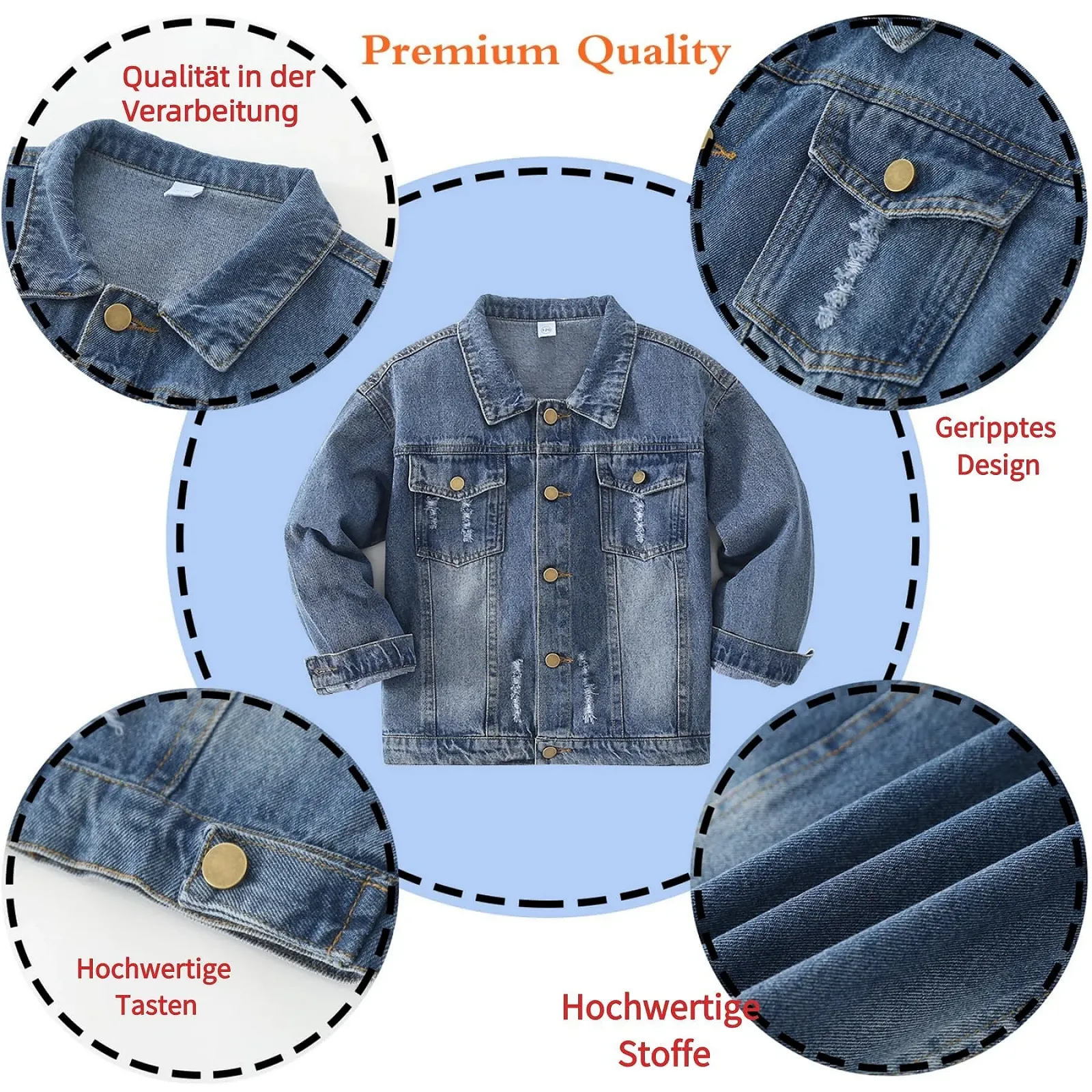 Джинсова куртка YJBQ для дівчат та хлопчиків, фото №3