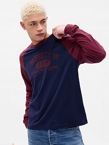 Футболка с длинным рукавом GAP RAGLAN TEE 765764-02 Темно-синий L - Фото 1