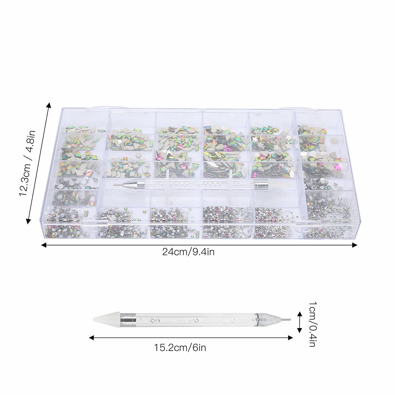 Стразы для ногтей K9 стекло, 13 стилей с коробкой, разноцветные, фото №7