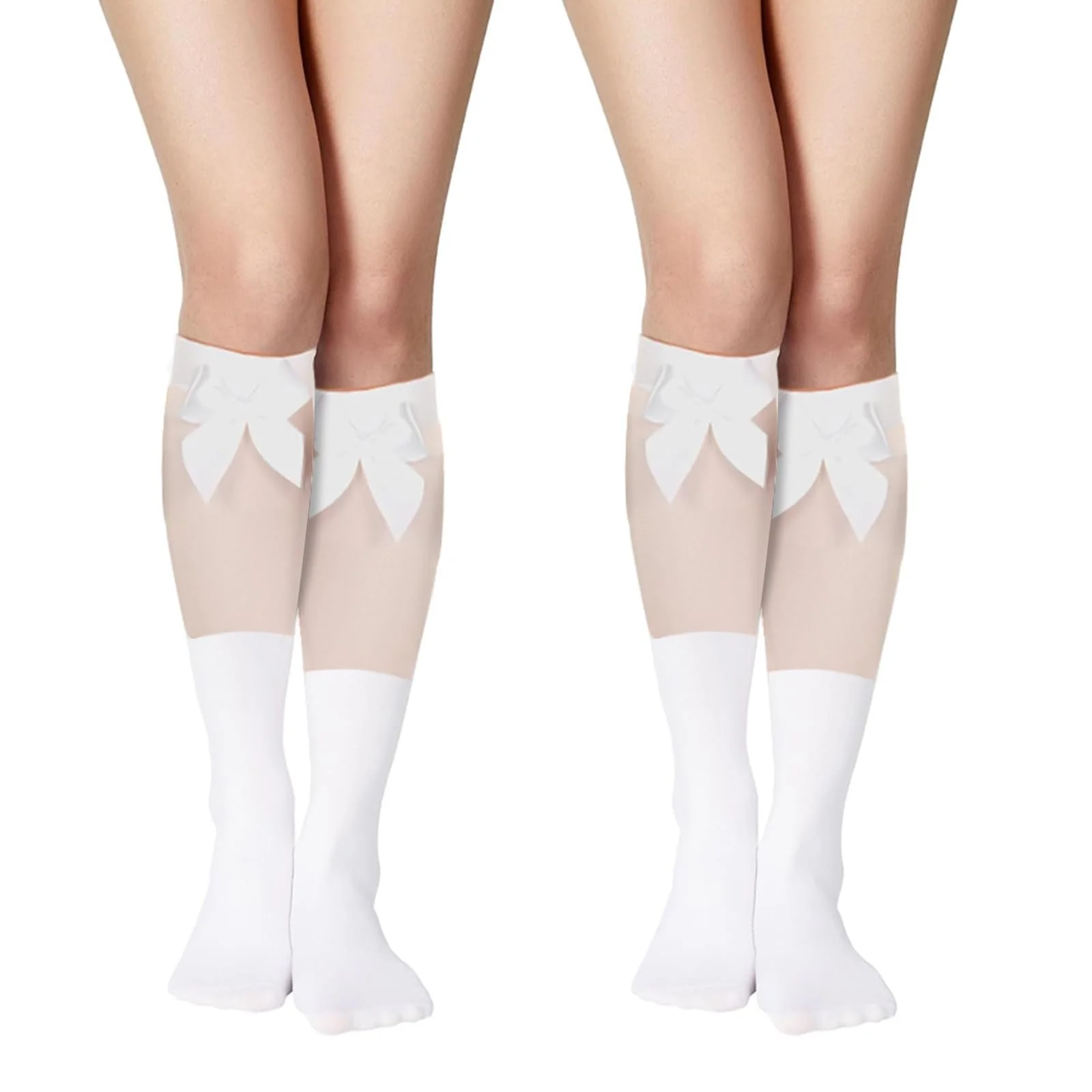Комплект з 2 жіночих гольфів, Бавовняні панчохи вище коліна, фото №1
