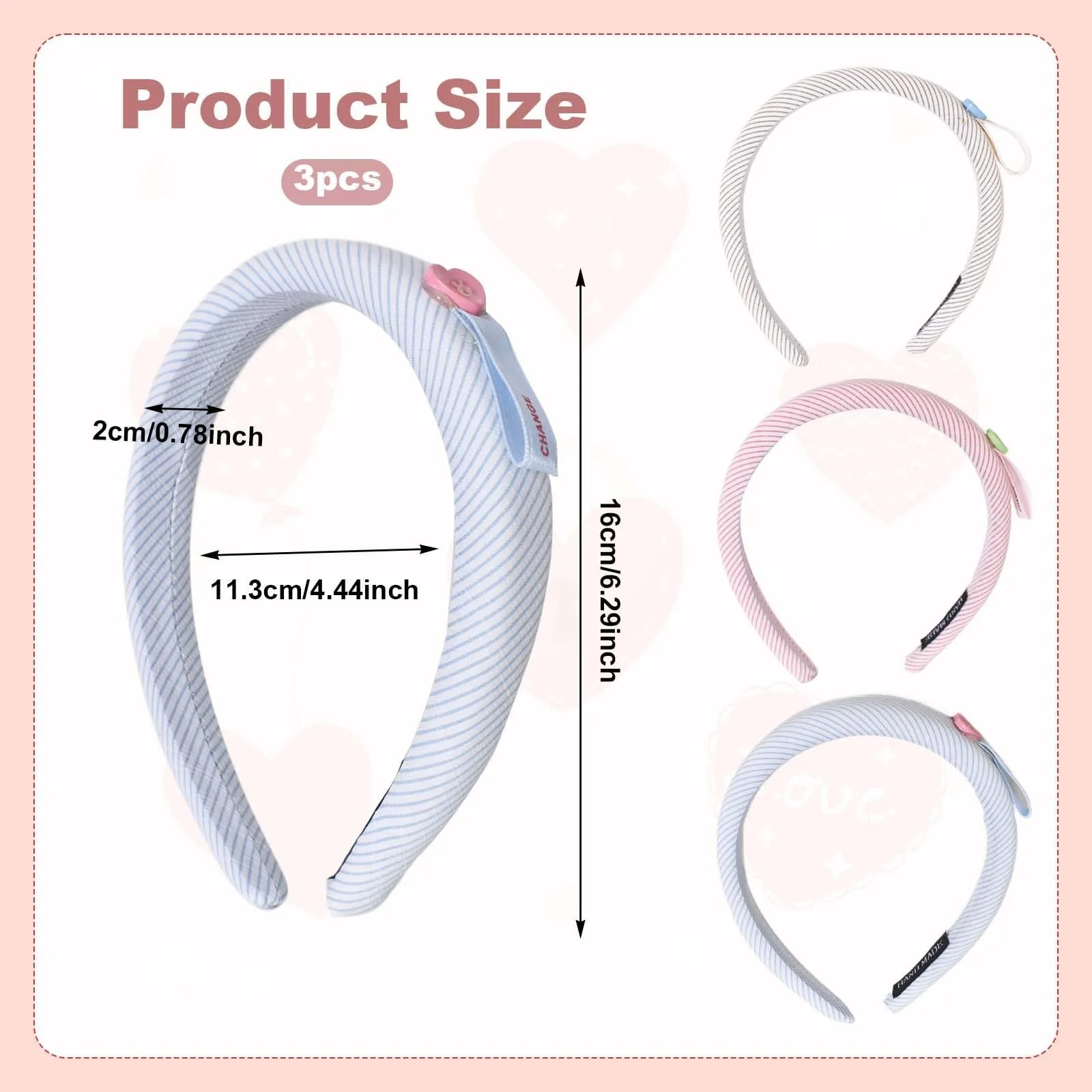 Набір жіночих обручів на голову 3 шт, фото №2