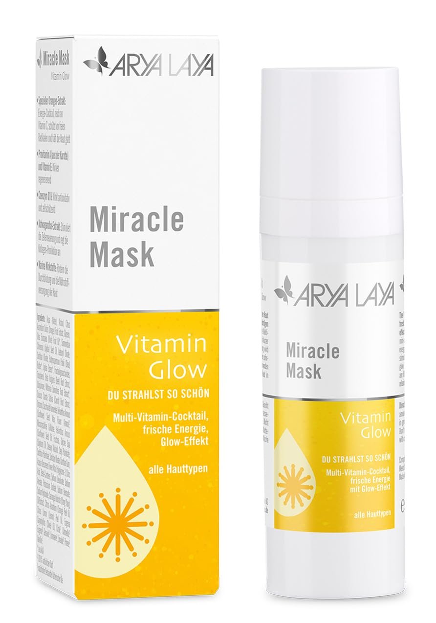 Маска для лица ARYA LAYA Miracle Vitamin Glow, 30 мл - Маска для лица для многих типов кожи, уход за кожей с эффектом сияния, антиоксидант, защита клеток и регенерация, веганская, фото №7
