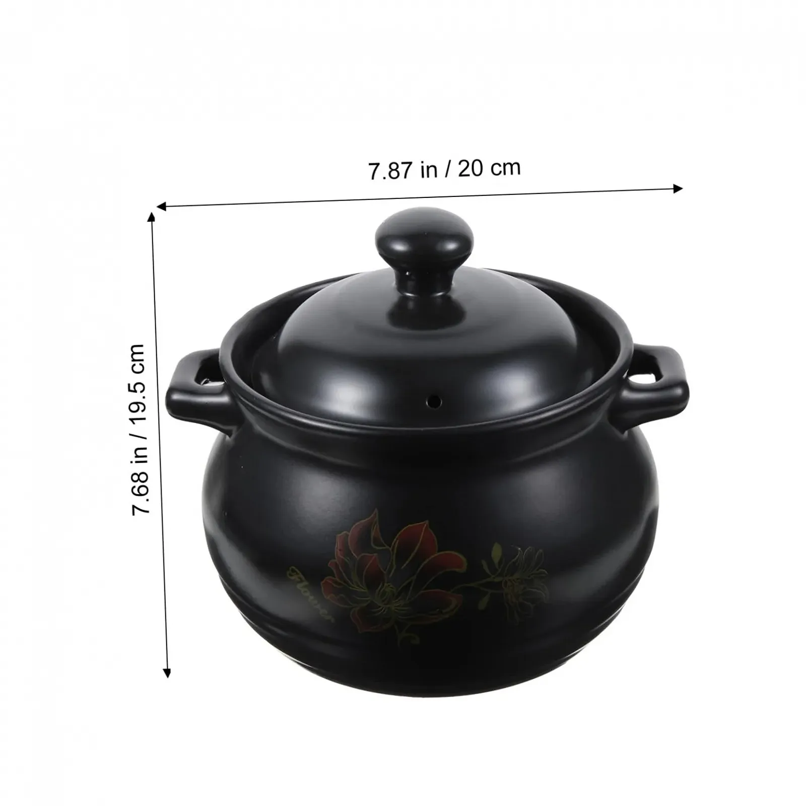 Кастрюля VALICLUD керамическая 2 л с крышкой с цветочным узором, фото №3