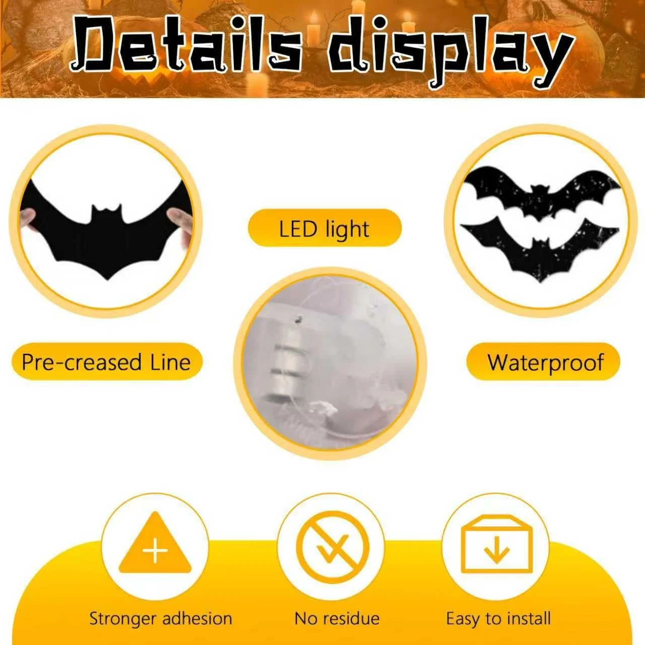 Набір LED наклейок Bat 24 шт. Purple, фото №3