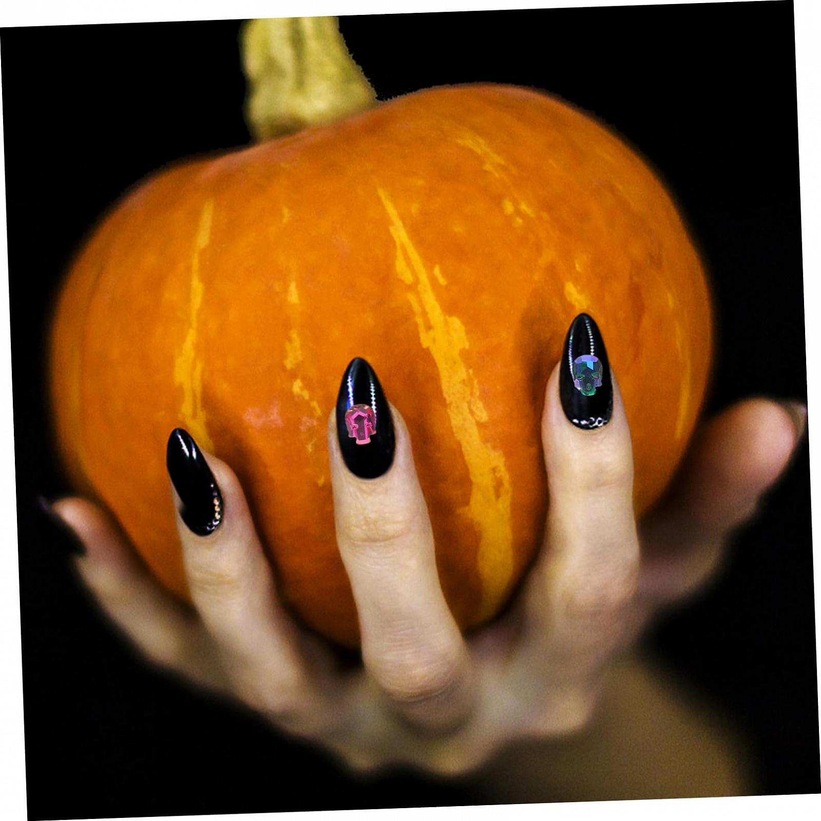 Наклейки для ногтей WOONEKY Камни для ногтей 30 шт Подвески с камнями Накладки для ногтей Череп Хэллоуин Стразы Камни Наклейки для ногтей Маникюр 3D украшения Цветные наклейки, фото №8